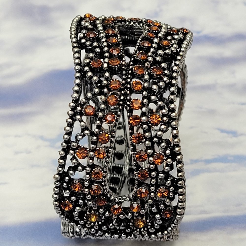 Multicolored Rhinestone Hinged Bracelet - Picture 5 of 13